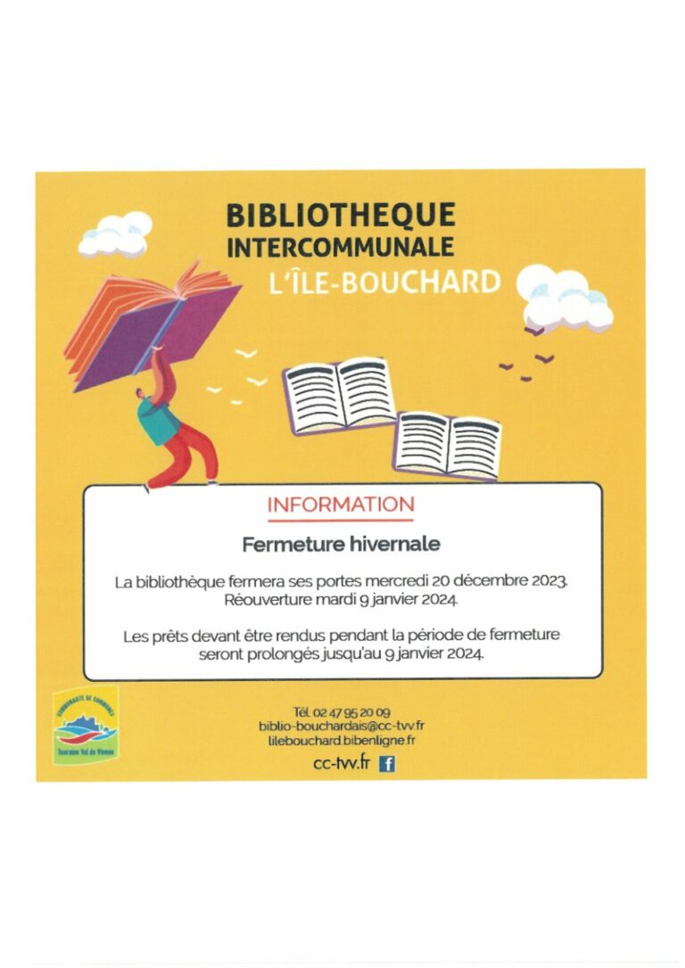 Lire la suite à propos de l’article FERMETURE HIVERNALE DE LA BIBLIOTHÉQUE